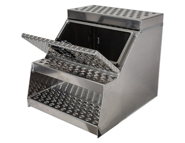 Buyers Aluminum Step Box - Heavy Duty - Diamond Tread - 24 x 28 x 24 Inches