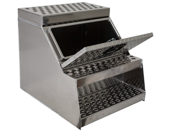 Buyers Aluminum Step Box - Heavy Duty - Diamond Tread - 24 x 28 x 24 Inches