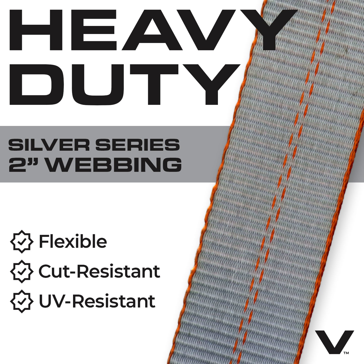 VULCAN Car Tie Down Axle Strap with Wear Pad - 2 Inch x 22 Inch - 4 Pack - Silver Series - 3,300 Pound Safe Working Load