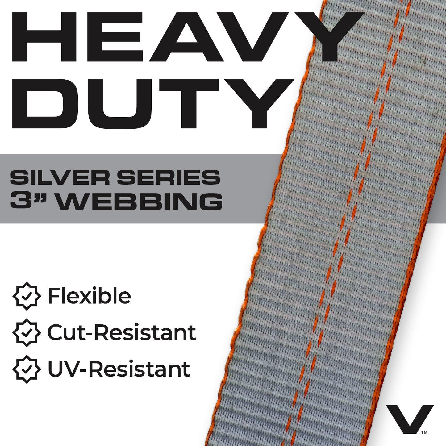 VULCAN Car Tie Down Axle Strap - 3 Inch x 30 Inch - Silver Series - 5,000 Pound Safe Working Load