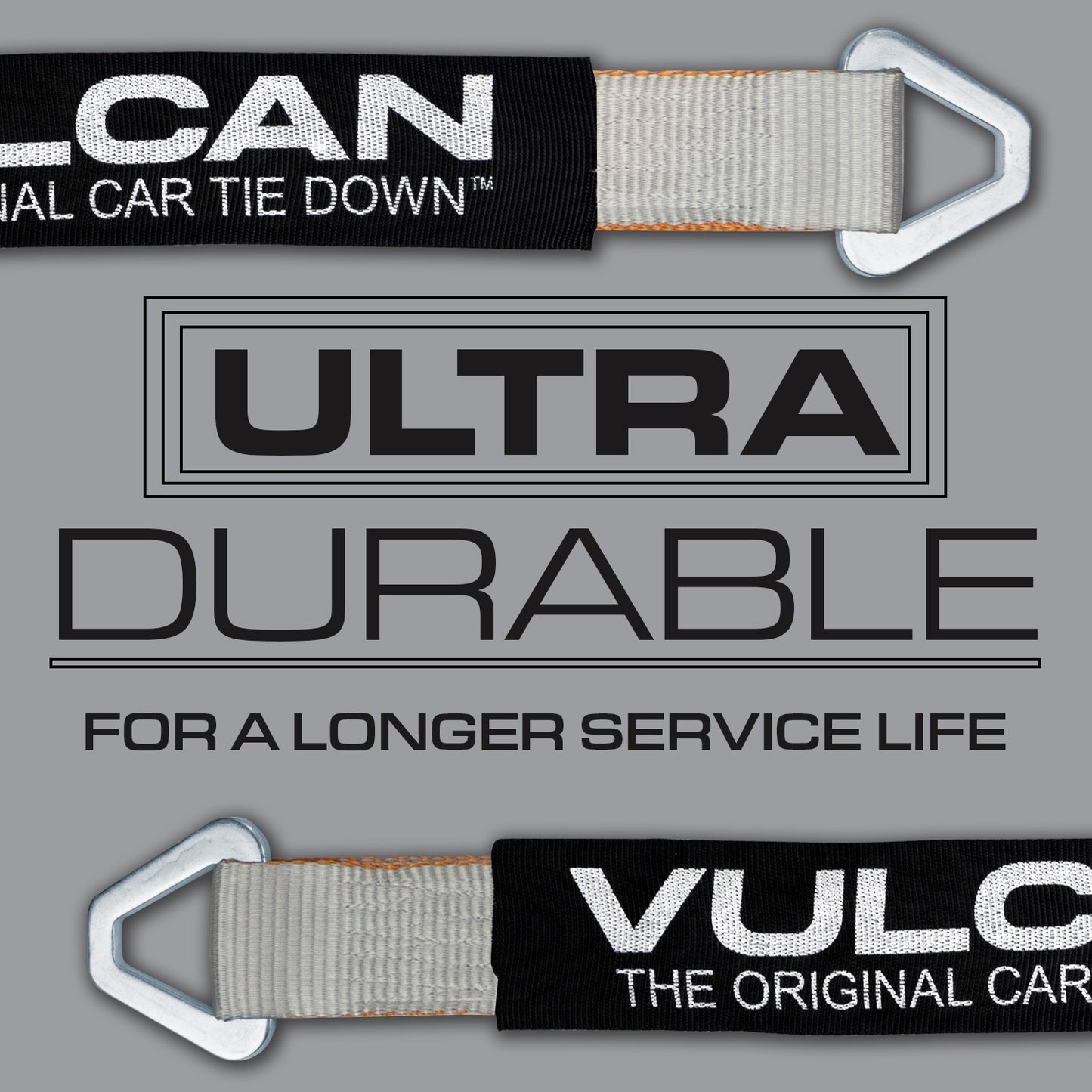 VULCAN Car Tie Down Axle Strap with Wear Pad - 2 Inch x 22 Inch - 4 Pack - Silver Series - 3,300 Pound Safe Working Load