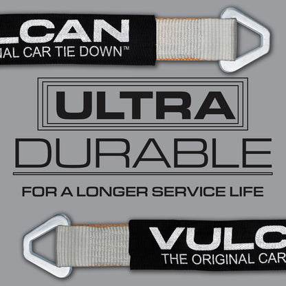 VULCAN Car Tie Down Axle Strap with Wear Pad - 2 Inch x 22 Inch - 4 Pack - Silver Series - 3,300 Pound Safe Working Load