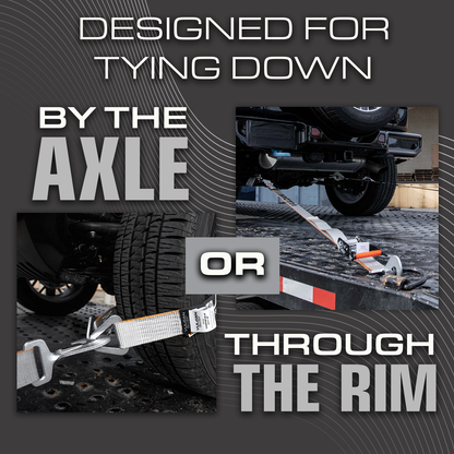 VULCAN Car Tie Down Axle Strap - 3 Inch x 30 Inch - Silver Series - 5,000 Pound Safe Working Load