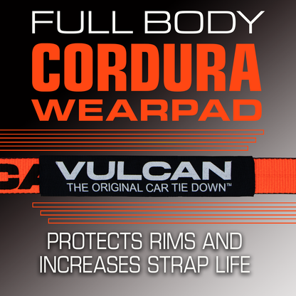 VULCAN Car Tie Down Axle Strap with Wear Pad - 2 Inch x 36 Inch - 4 Pack - PROSeries - 3,300 Pound Safe Working Load