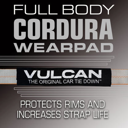 VULCAN Car Tie Down Axle Strap with Wear Pad - 2 Inch x 22 Inch - 4 Pack - Silver Series - 3,300 Pound Safe Working Load
