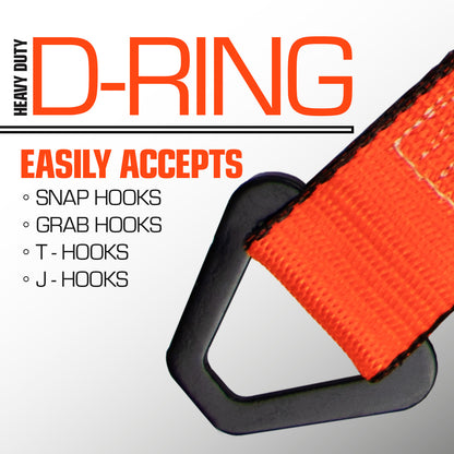 VULCAN Car Tie Down Axle Strap with Wear Pad - 2 Inch x 36 Inch - 4 Pack - PROSeries - 3,300 Pound Safe Working Load