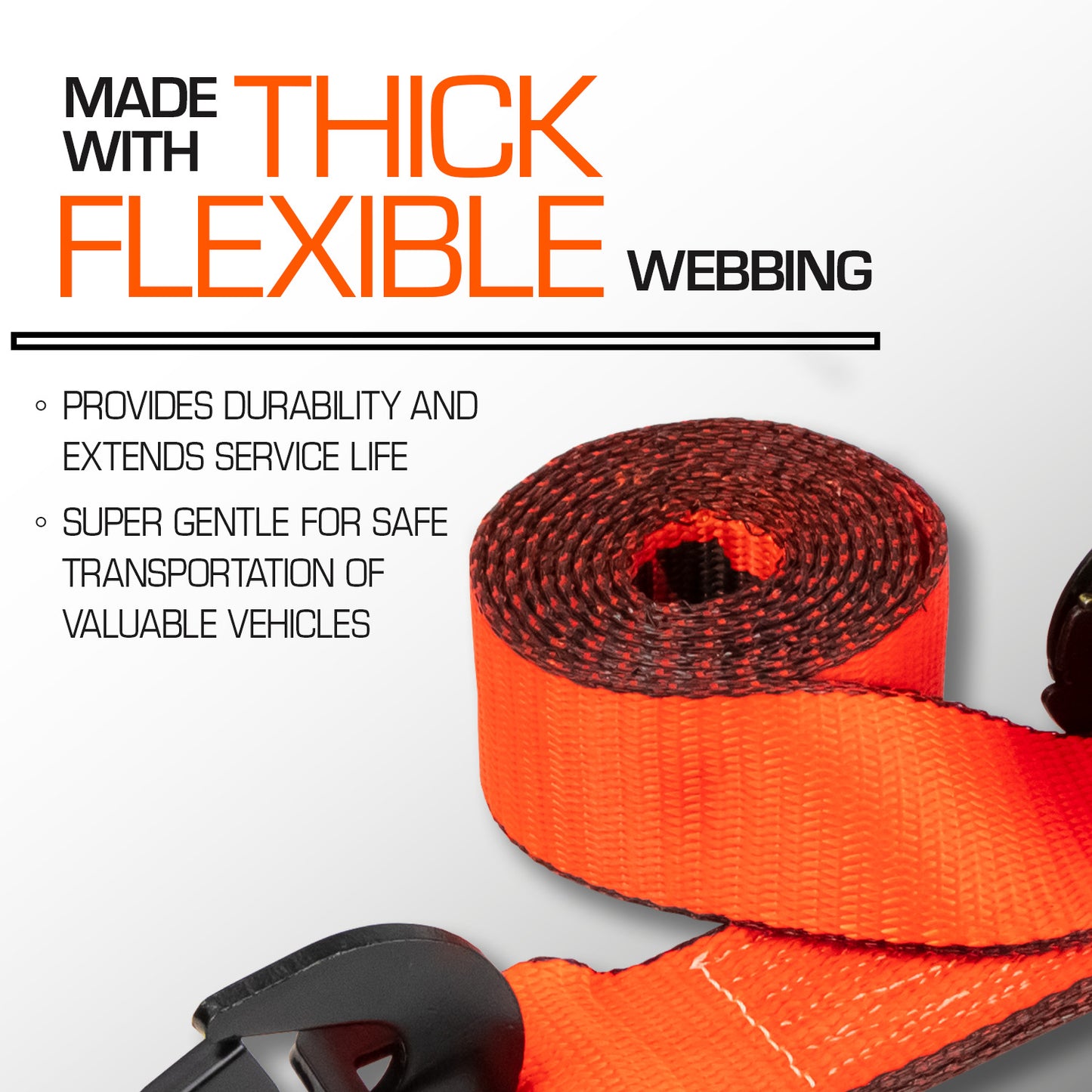 VULCAN Axle Tie Down Combo Strap - Chain Tail Ratchet - 2x114 Inch - 4 Pack - PROSeries - 3,300 Pound Safe Working Load