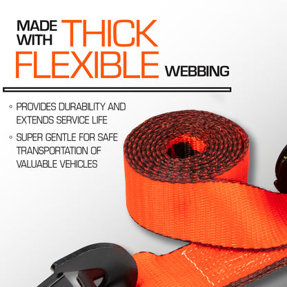 VULCAN Axle Tie Down Combo Strap - Chain Tail Ratchet - 2x114 Inch - 4 Pack - PROSeries - 3,300 Pound Safe Working Load