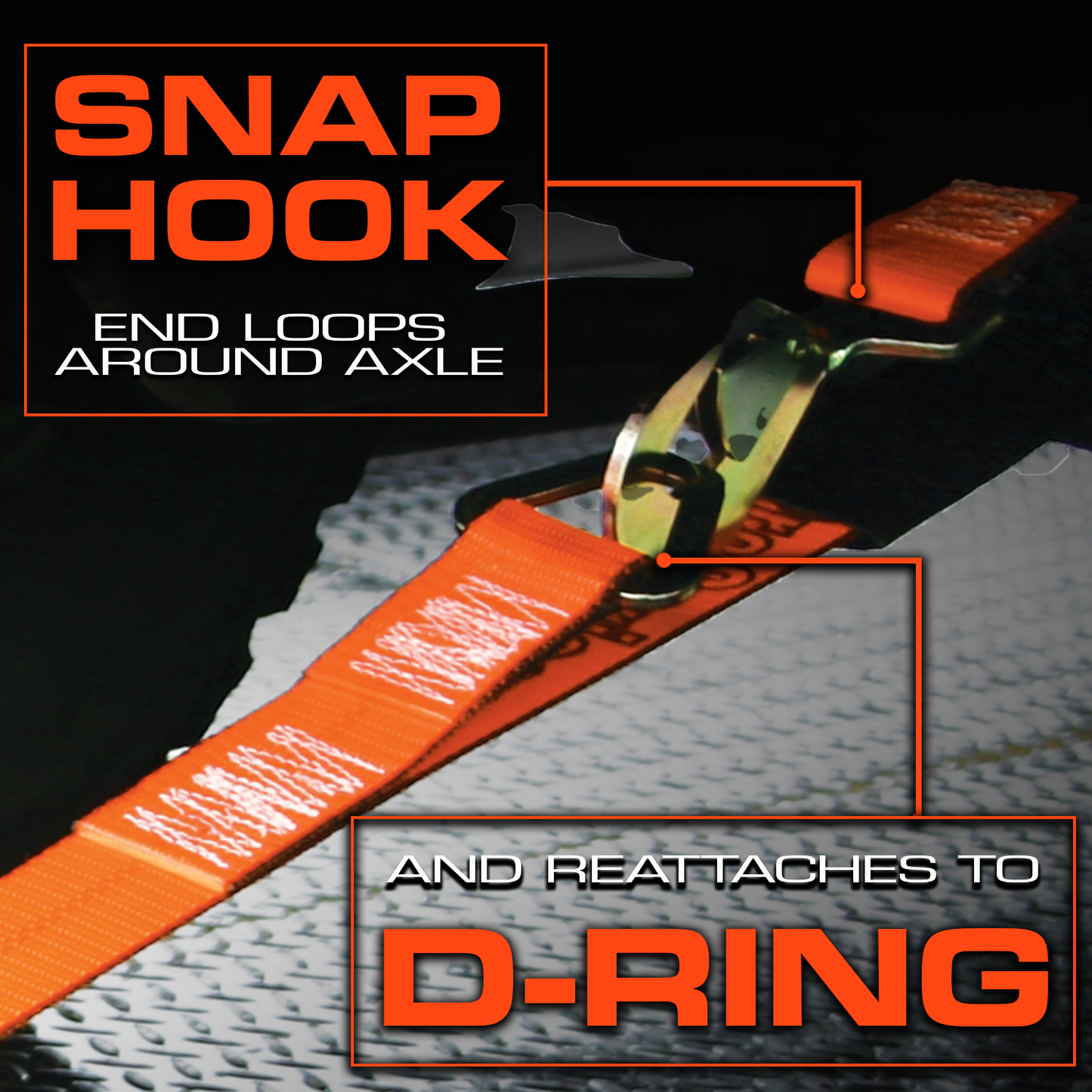 VULCAN Axle Tie Down Combo Strap - Chain Tail Ratchet - 2x114 Inch - 4 Pack - PROSeries - 3,300 Pound Safe Working Load