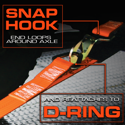 VULCAN Axle Tie Down Combo Strap - Chain Tail Ratchet - 2x114 Inch - 4 Pack - PROSeries - 3,300 Pound Safe Working Load