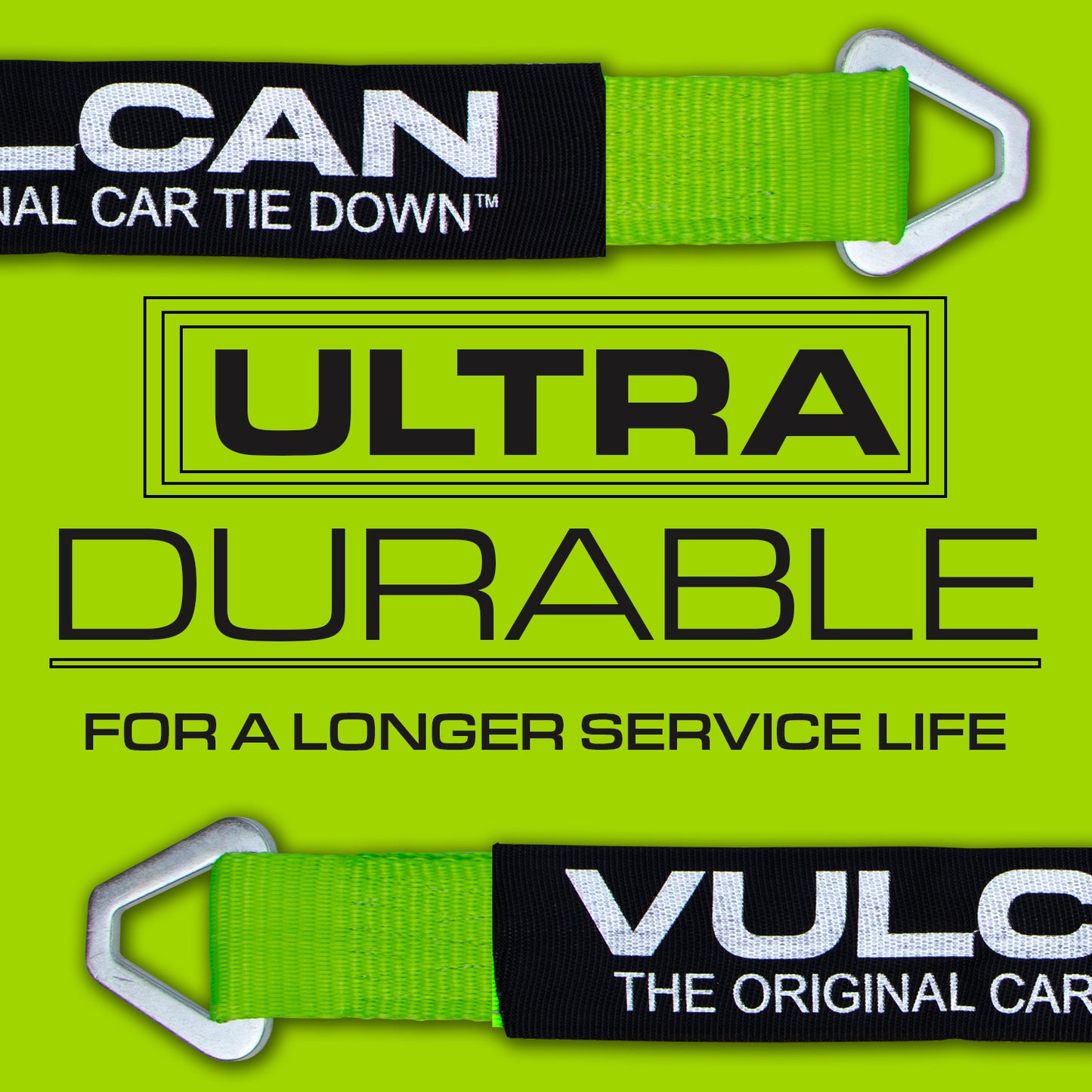 VULCAN Car Tie Down Axle Strap with Wear Pad - 2 Inch x 22 Inch - 4 Pack - High-Viz - 3,300 Pound Safe Working Load