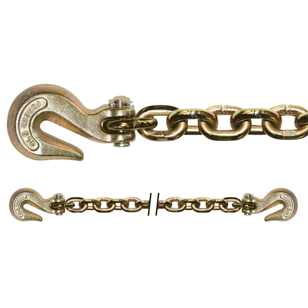 Columbus Mckinnon Safety/Binder Chain with Clevis Grab Hooks - Grade 70 - 5/16'' x 16' - 4,700 Lbs. Safe Working Load