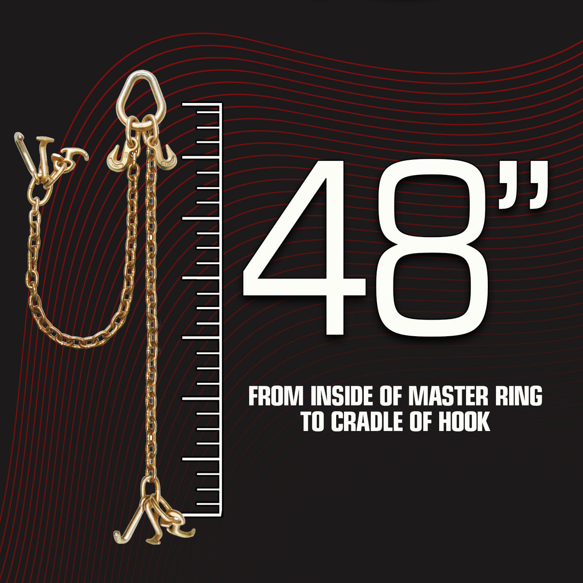 VULCAN Towing Chain Bridle - Universal RTJ Clusters - Grade 70 Standard Length - 48 Inch - 4,700 Pound Safe Working Load