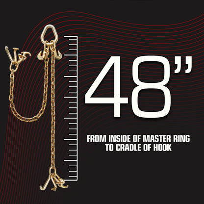 VULCAN Towing Chain Bridle - Universal RTJ Clusters - Grade 70 Standard Length - 48 Inch - 4,700 Pound Safe Working Load