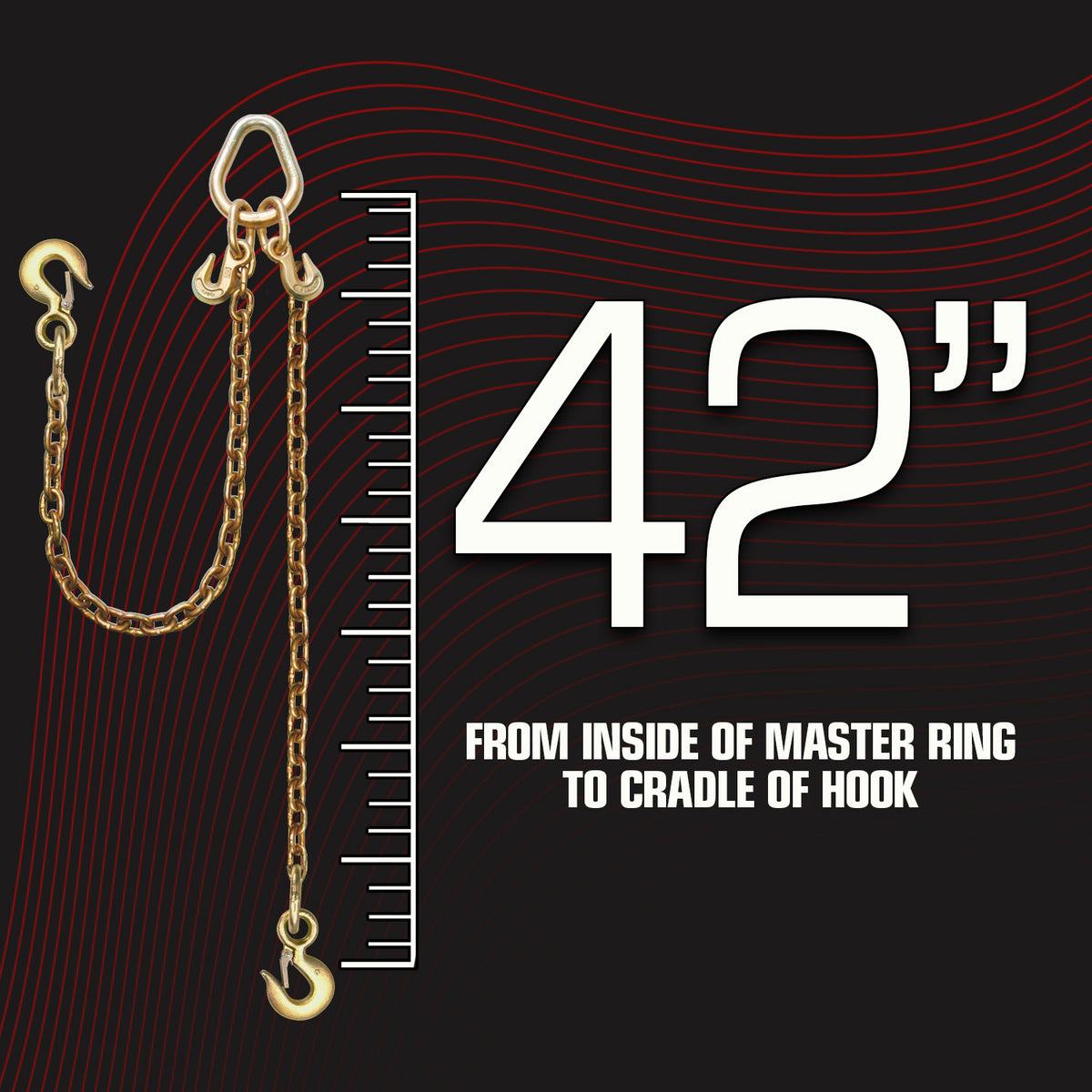 VULCAN Towing Chain Bridle - Rigging Hooks - Grade 70 Standard Length - 42 Inch - 4,700 Pound Safe Working Load