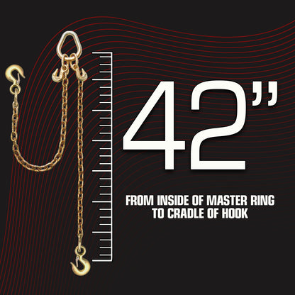 VULCAN Towing Chain Bridle - Rigging Hooks - Grade 70 Standard Length - 42 Inch - 4,700 Pound Safe Working Load
