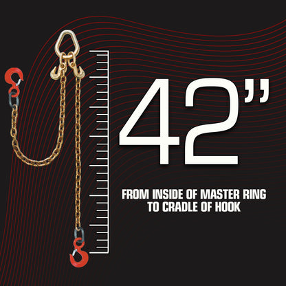 VULCAN Towing Chain Bridle - Rigging Hooks - Grade 70 Standard Length - 42 Inch - PROSeries - 4,700 Pound Safe Working Load