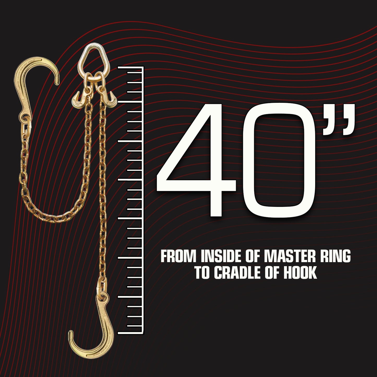 VULCAN Towing Chain Bridle - 8 Inch J Hooks - Grade 70 Chain - 40 Inches Long - 4,700 Pound Safe Working Load