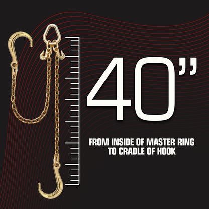 VULCAN Towing Chain Bridle - 8 Inch J Hooks - Grade 70 Chain - 40 Inches Long - 4,700 Pound Safe Working Load