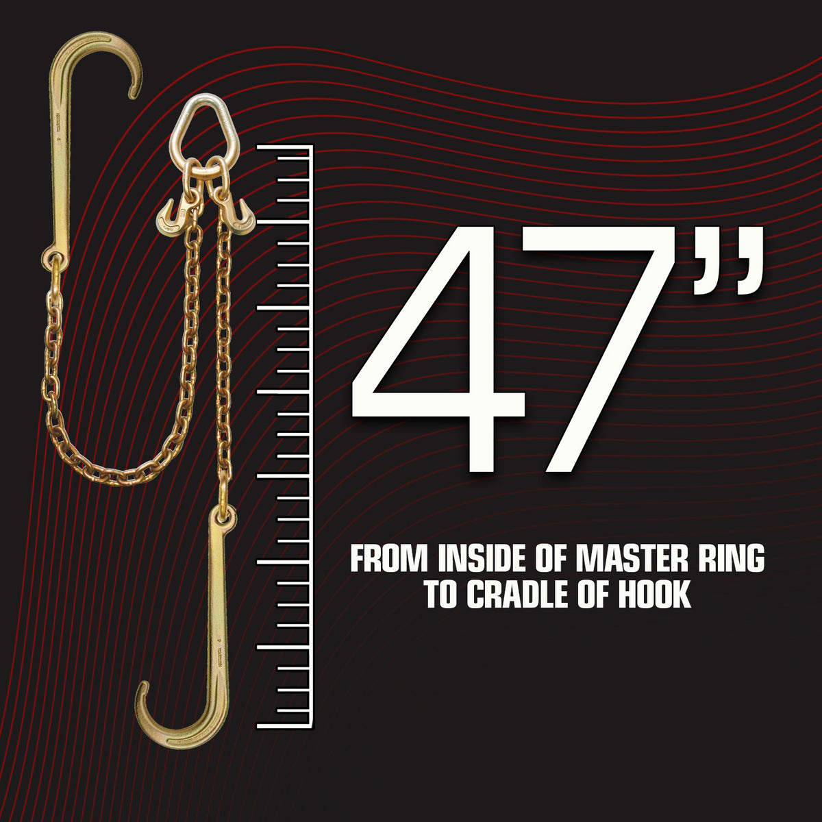 VULCAN Towing Chain Bridle - 15 Inch J Hooks - Grade 70 Chain - 47 Inches Long - 4,700 Pound Safe Working Load