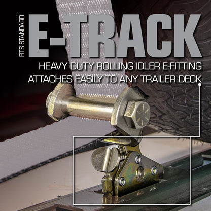 VULCAN Car Tie Down - E Track Idler 3-Cleat - 120 Inch - Silver Series - 3,300 Pound Safe Working Load - 4 Pack