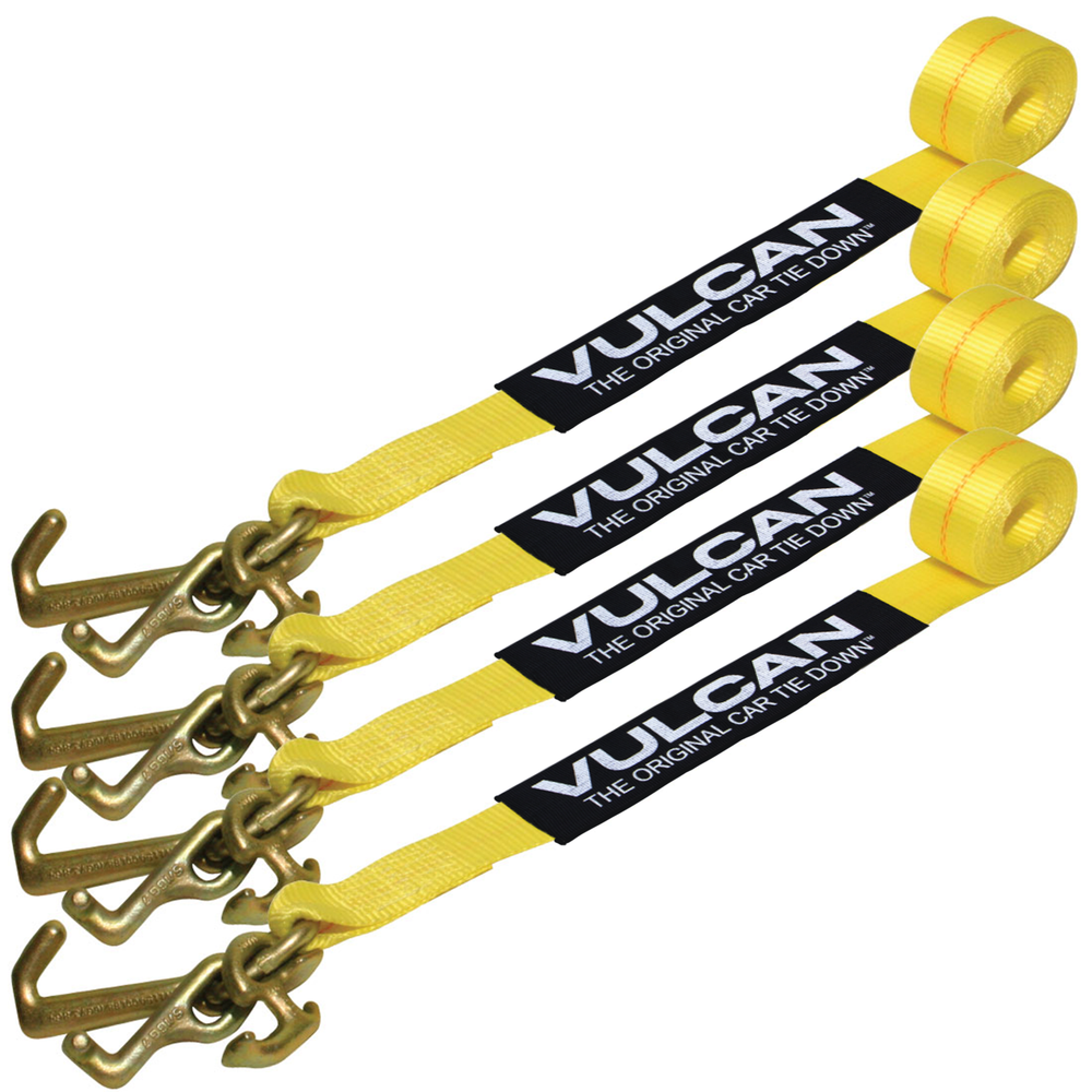 VULCAN Car Tie Down Replacement Strap with RTJ Hooks - 96 Inch - 4 Pack - 3,300 Pound Safe Working Load