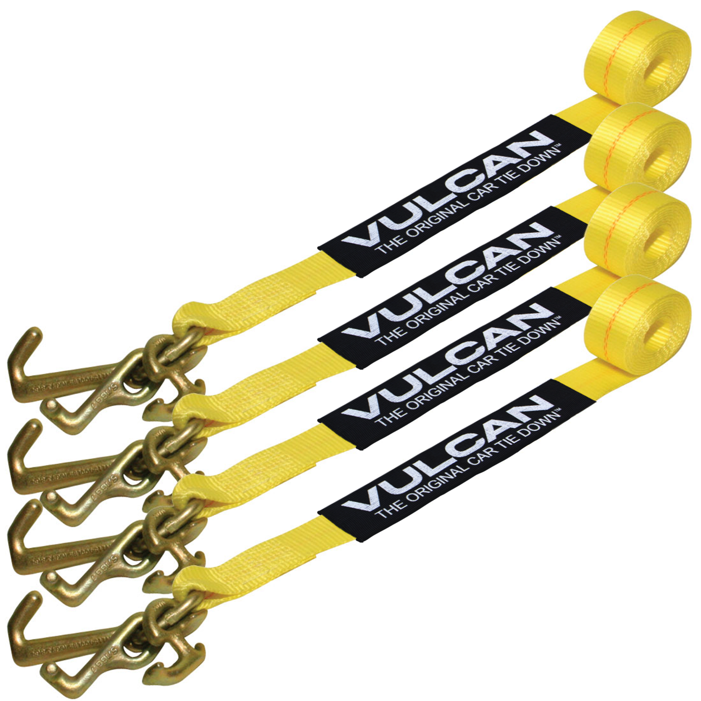 VULCAN Car Tie Down Replacement Strap with RTJ Hooks - 96 Inch - 4 Pack - 3,300 Pound Safe Working Load