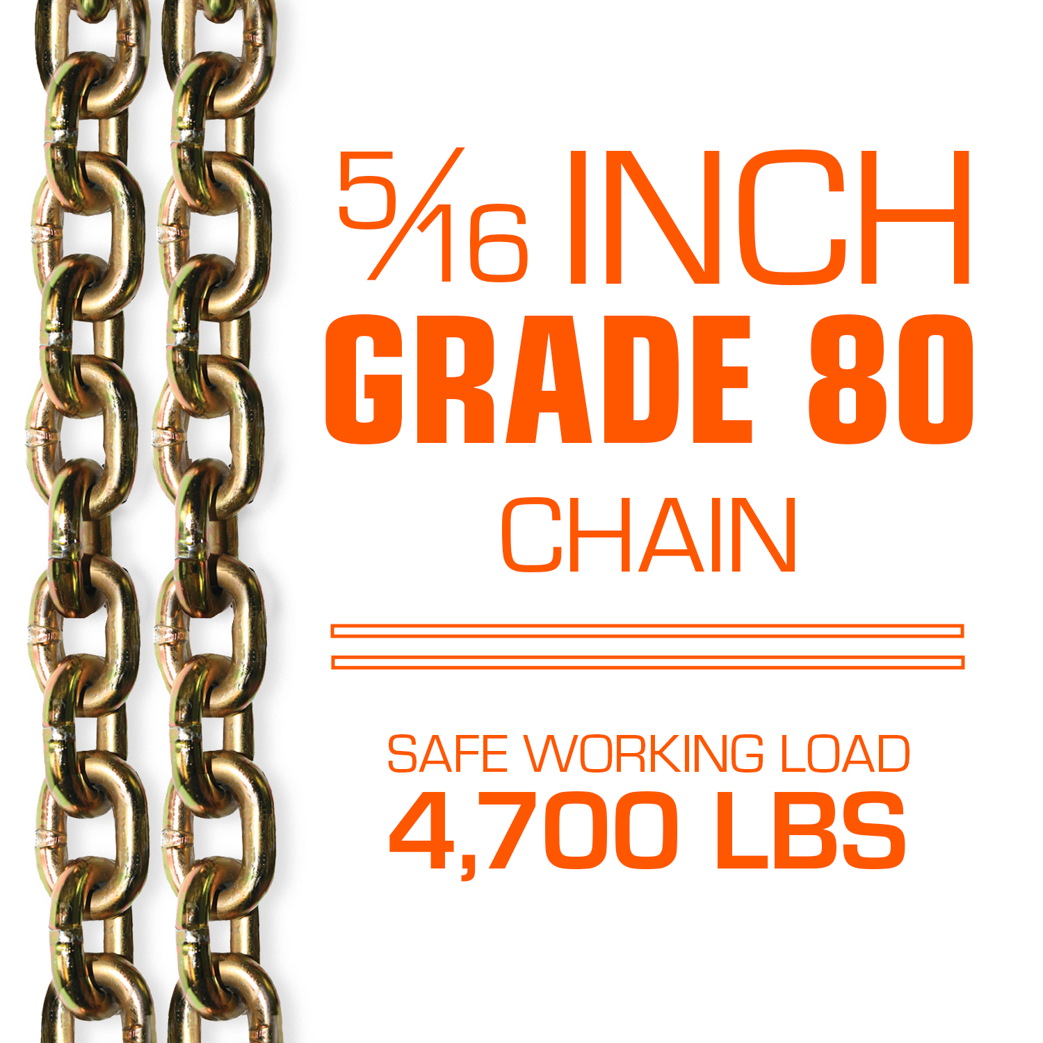 VULCAN Towing Chain Bridle - 8 Inch J Hooks - Grade 70 Chain - 40 Inches Long - 4,700 Pound Safe Working Load