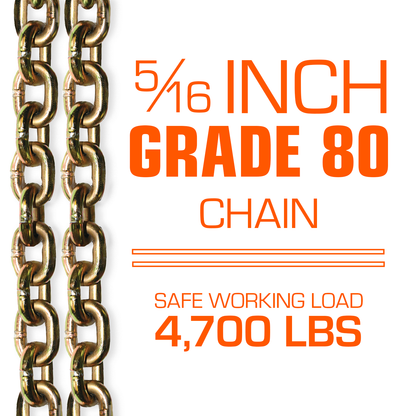 VULCAN Towing Chain Bridle - 8 Inch J Hooks - Grade 70 Chain - 40 Inches Long - 4,700 Pound Safe Working Load