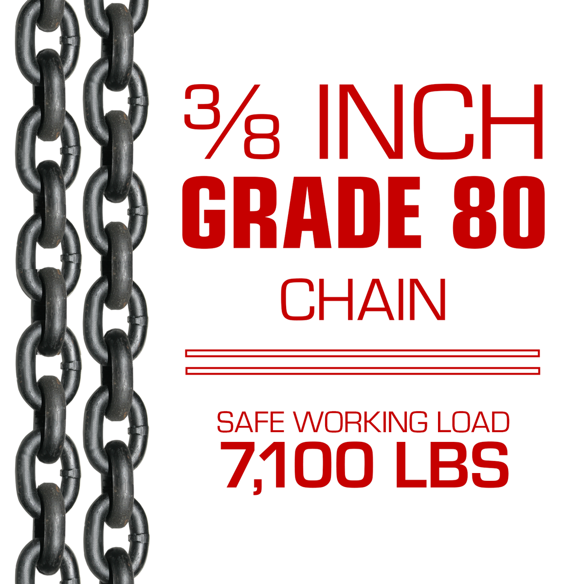 VULCAN Alloy Towing Chain Bridle - Grade 80 - 36 Inch - PROSeries - 7,1000 Pound Safe Working Load