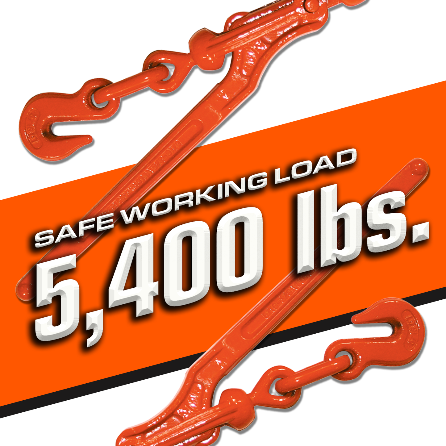 VULCAN Load Binder with 2 Grab Hooks - 4 Pack - Lever Style - 5,400 Pound Safe Working Load - For 5/16 Inch Grade 70 or 3/8 Inch Grade 43 Chain
