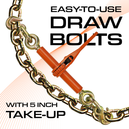VULCAN Load Binder with 2 Grab Hooks - Ratchet Style - 2,600 Pound Safe Working Load (Works with 1/4 or 5/16 Inch Grade 43 Chain)