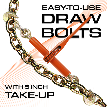 VULCAN Ratchet Style Load Binder with 2 Grab Hooks - 4 Pack - 9,200 Pound Safe Working Load (For 3/8 Inch Grade 70 or 1/2 Inch Grade 43 Chain)