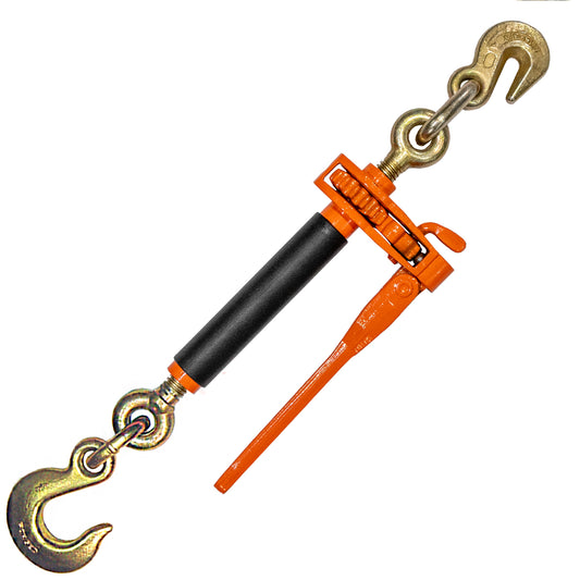 VULCAN Folding Handle Load Binder (Individual) with Grab Hook/Slip Hook - Ratchet Style - 6,600 Pound Safe Working Load (Works with 5/16 Inch or 3/8 Inch Grade 70 Chain)