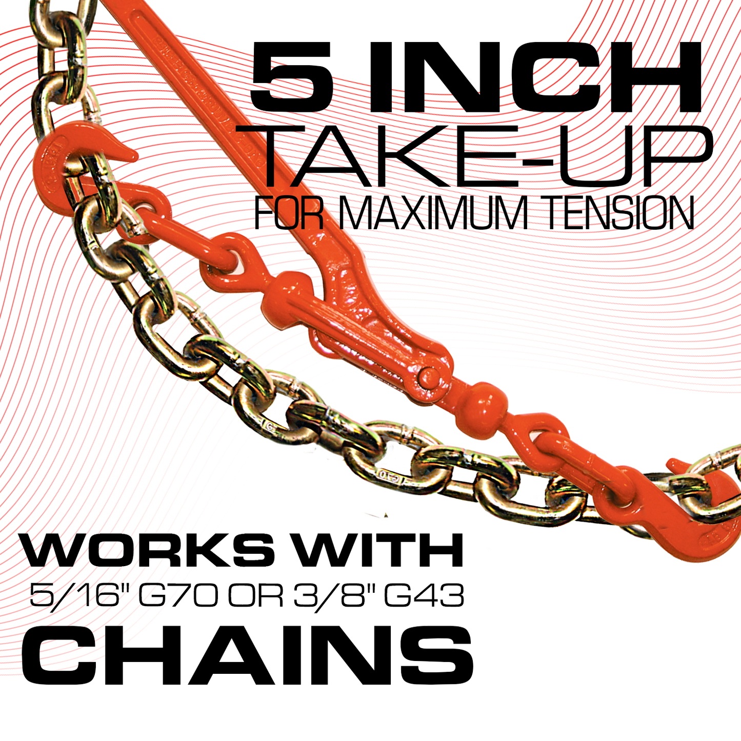 VULCAN Load Binder with 2 Grab Hooks - 4 Pack - Lever Style - 5,400 Pound Safe Working Load - For 5/16 Inch Grade 70 or 3/8 Inch Grade 43 Chain