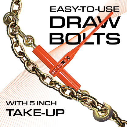 VULCAN Load Binder with Grab and Slip Hooks - 4 Pack - Ratchet Style - 6,600 Pound Safe Working Load (Works with 5/16 Inch or 3/8 Inch Grade 70 Chain)