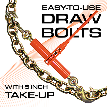 VULCAN Load Binder with Grab and Slip Hooks - Ratchet Style - 6,600 Pound Safe Working Load (Works with 5/16 Inch or 3/8 Inch Grade 70 Chain)