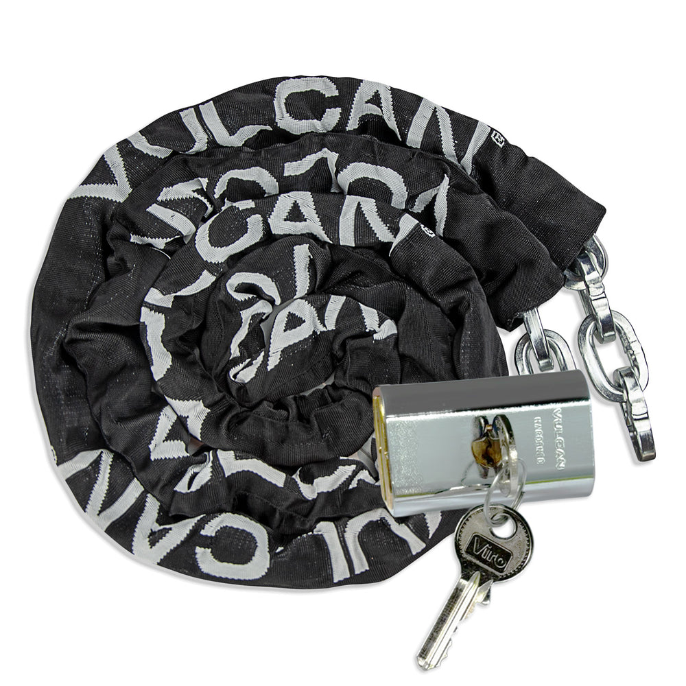 VULCAN Security Chain and Lock Kit - Premium Case-Hardened - 5/16 Inch x 9 Foot (+/- 1.5 Inches) - Chain Cannot Be Cut with Bolt Cutters or Hand Tools