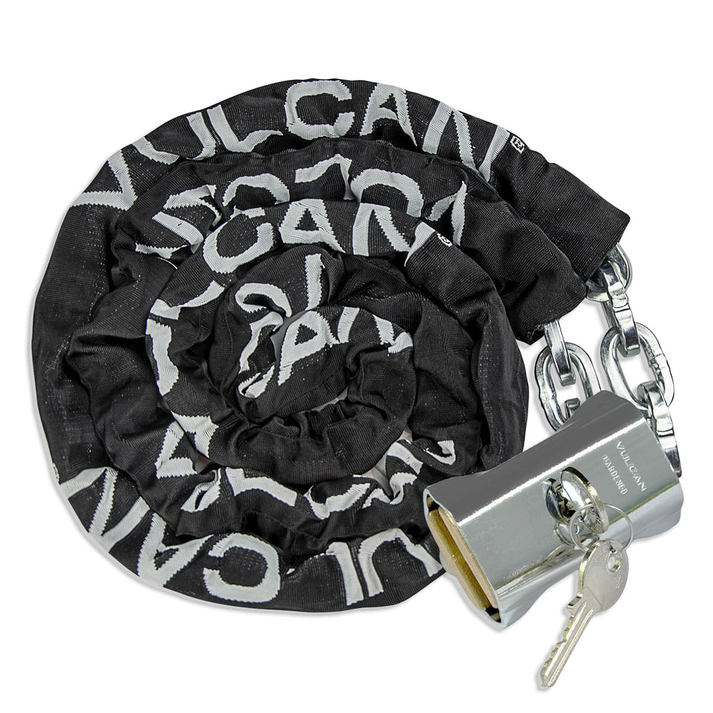 VULCAN Security Chain and Lock Kit - Premium Case-Hardened - 3/8 Inch x 9 Foot (+/- 1.5 Inches) - Chain Cannot Be Cut with Bolt Cutters or Hand Tools