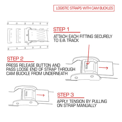 VULCAN Logistic Strap For E Track - Cam Buckle - 12 Foot - 6 Pack - Classic Yellow - 833 Pound Safe Working Load