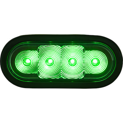 Green 6 Inch Oval Recessed LED Strobe Light with Quad Flash