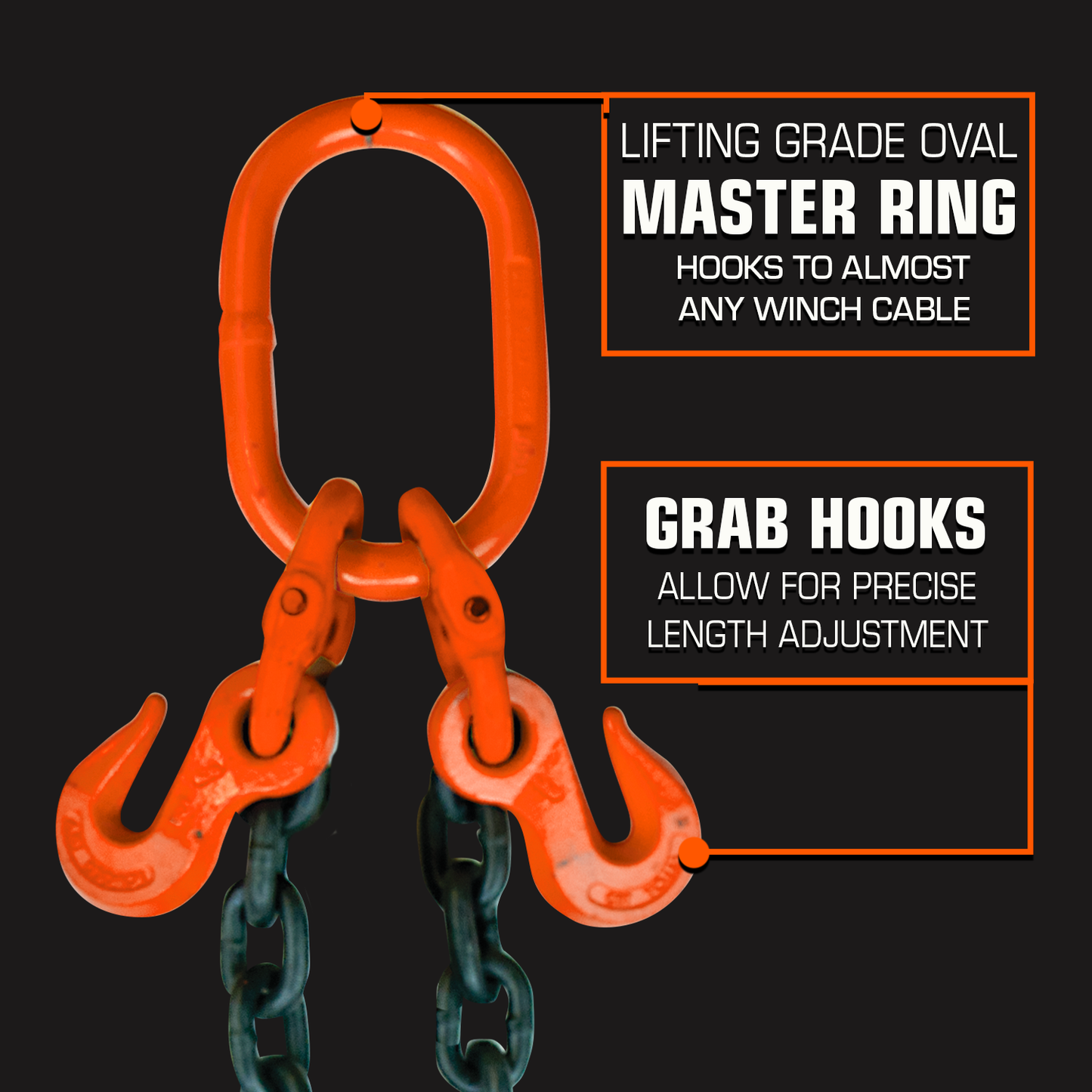 VULCAN Alloy Towing Chain Bridle - Grade 80 - 36 Inch - PROSeries - 7,1000 Pound Safe Working Load