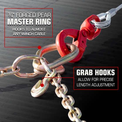 VULCAN Towing Chain Bridle - 8 Inch J Hooks - Grade 70 Chain - 40 Inches Long - 4,700 Pound Safe Working Load