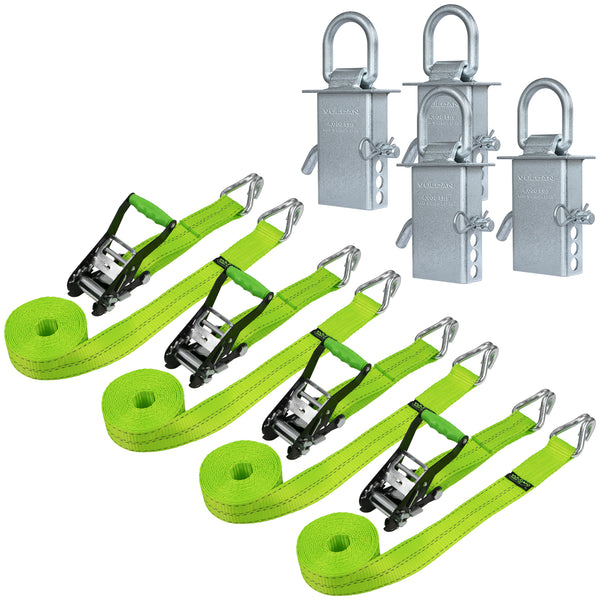 thumbnail image 2 of RuggedTow Flatbed Tie Down Kit | Ratchet Straps With Rail Hooks & Wheel Baskets | 3000 Lbs Capacity 2 of 6