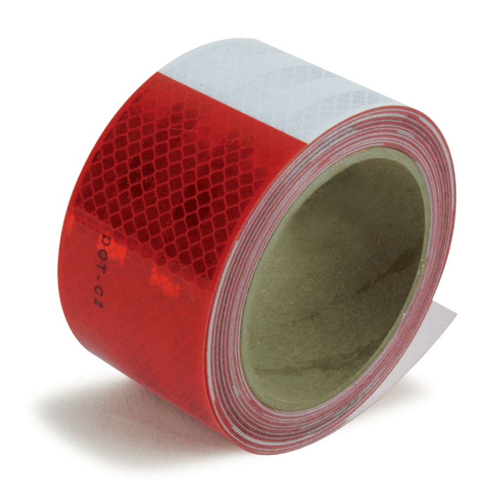 Reflective Tape - 2 Inch x 25' Roll - Alternating Red/White