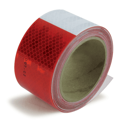 Reflective Tape - 2 Inch x 25' Roll - Alternating Red/White