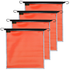 VULCAN Safety Flags With Border - Bright Orange - Mesh - Stretch Cord - 18 Inch x 18 Inch - 4 Pack