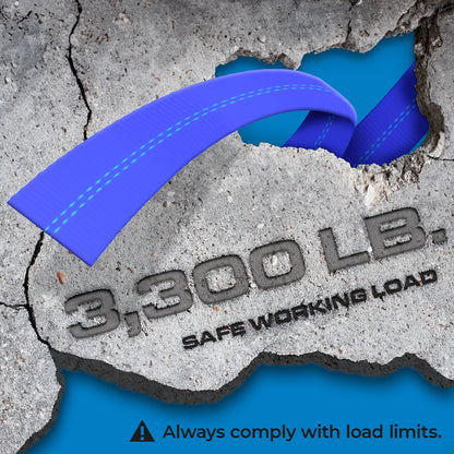 VULCAN Car Tie Downs - E Track Rolling Idler 3-Cleat - 120 Inch - 4 Pack - 3,300 Pound Safe Working Load