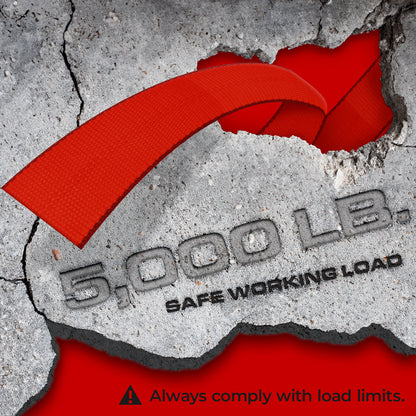 VULCAN Winch Strap with Flat Hook - 4 Inch x 30 Foot - Classic Red - 4 Pack - 5,000 Pound Safe Working Load