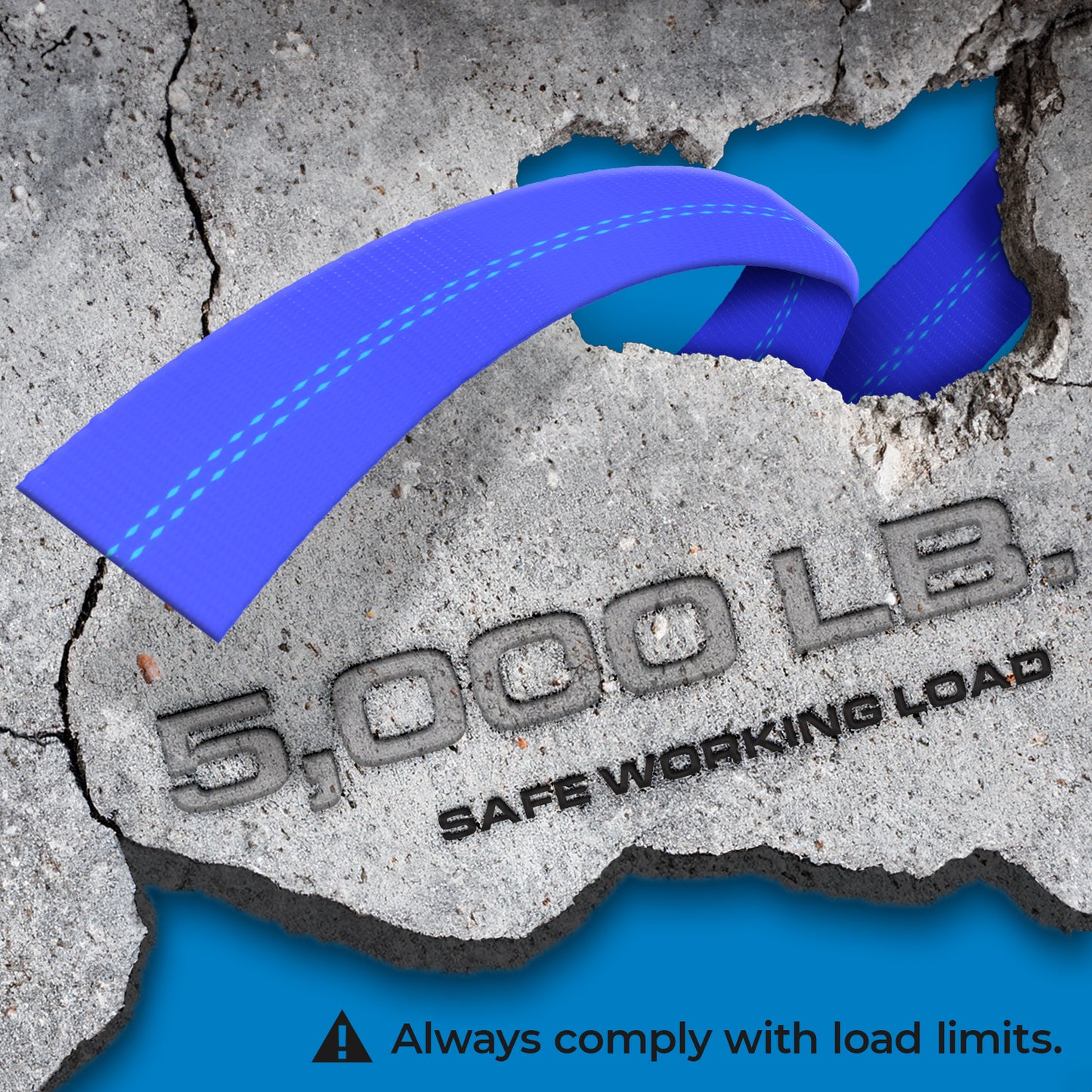 VULCAN Winch Strap with Flat Hook - 4 Inch x 30 Foot - 10 Pack - Classic Blue - 5,000 Pound Safe Working Load